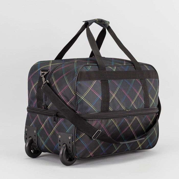 Сумка дорожная на колёсах, с расширением, отдел на молнии, наружный карман, ромб