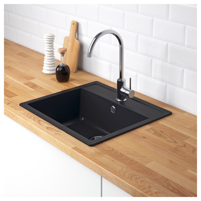 Мойка для кухни "ХЭЛЛВИКЕН" врезная, кварцевый композит, черная