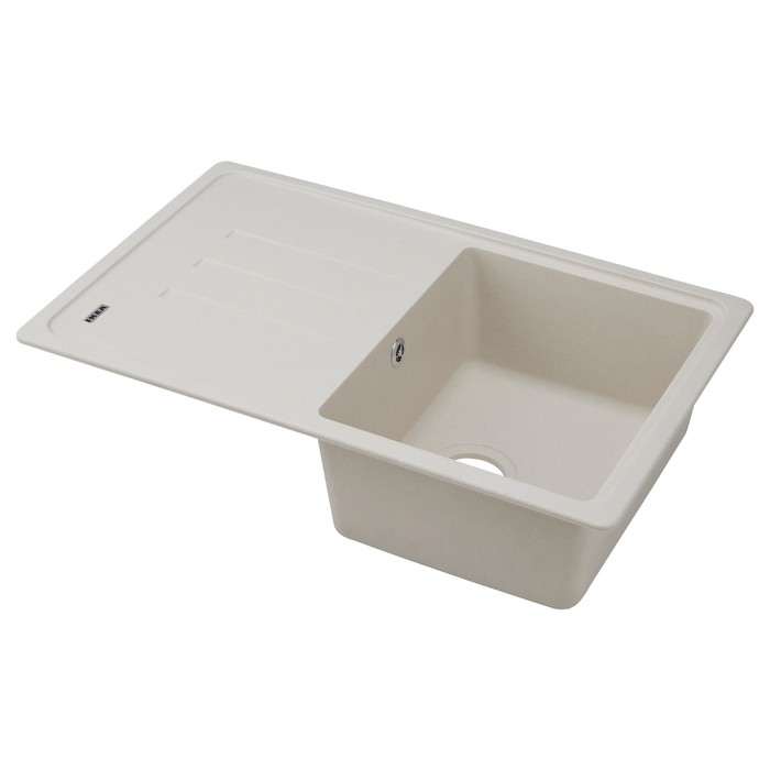 Мойка для кухни "ЭСКЕЛЕН", врезная, с крылом, кварцевый композит, бежевая
