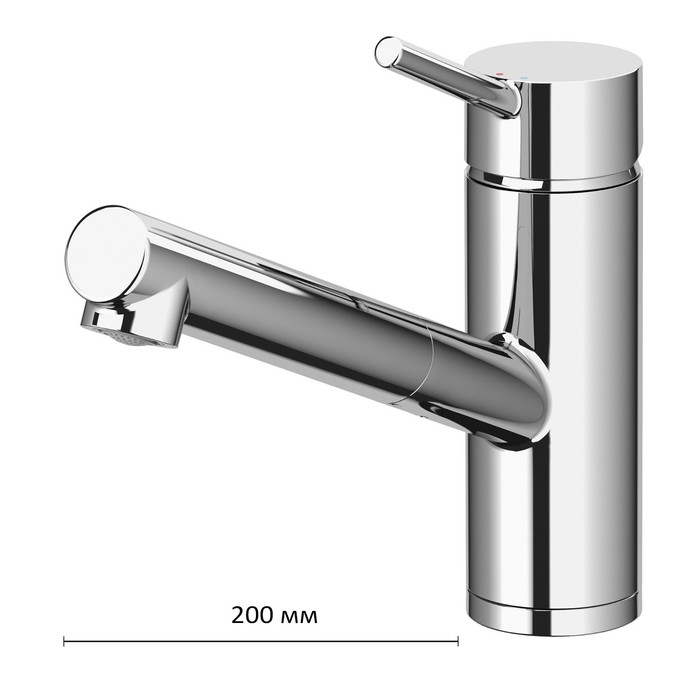 Кухонный смеситель ЮТТРАН, с выдвижным носиком, хромированный