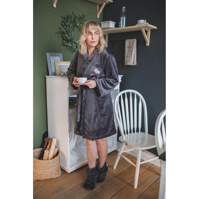 Халат женский KAFTAN "Friends" серый, р-р 42-44, 100% п/э, велсофт