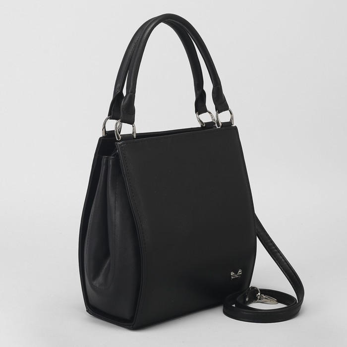 Сумка женская, замша, отдел на молнии, наружный карман, длинный ремень, цвет чёрный