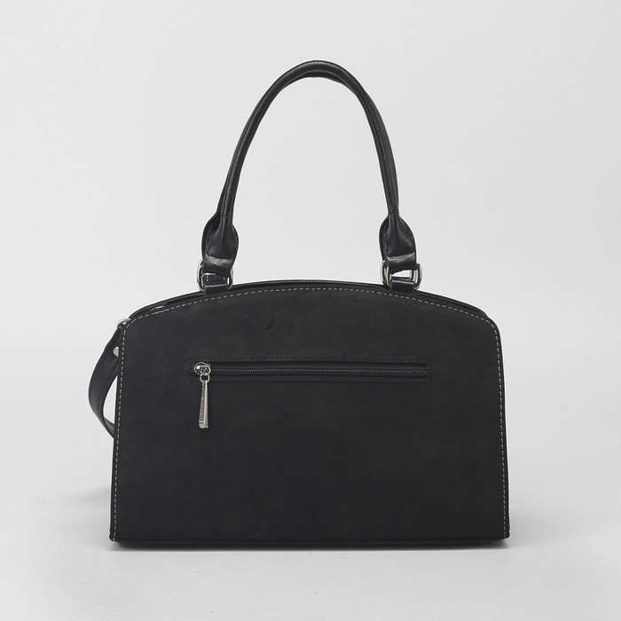 Сумка женская, замша, отдел на молнии, наружный карман, длинный ремень, атлас чёрный