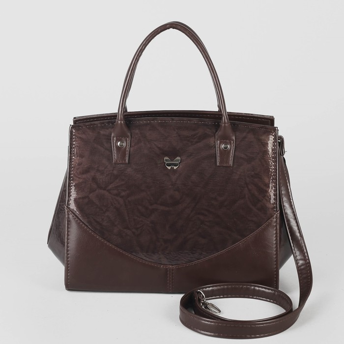 Сумка женская, отдел на молнии, длинный ремень, цвет тёмно-коричневый