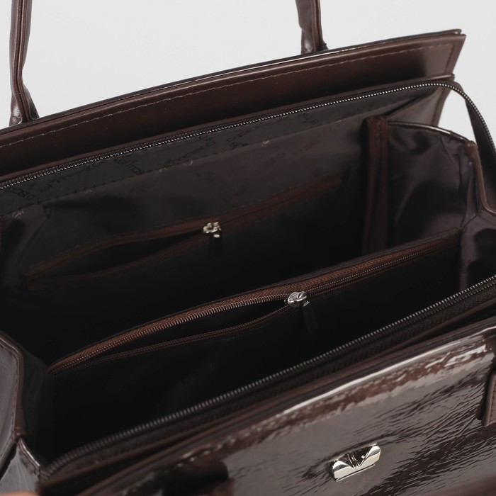 Сумка женская, отдел на молнии, длинный ремень, цвет тёмно-коричневый