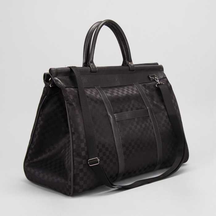 Сумка дорожная «Шахматы», 1 отдел на молнии, наружный карман, цвет чёрный