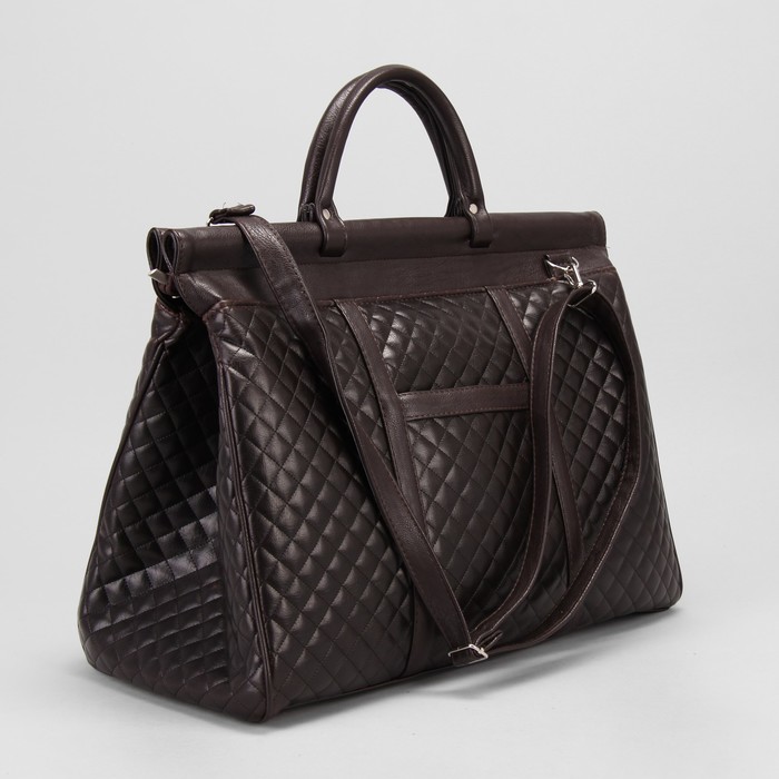 Сумка дорожная, 1 отдел на молнии, наружный карман, стёжка, матовый коричневый