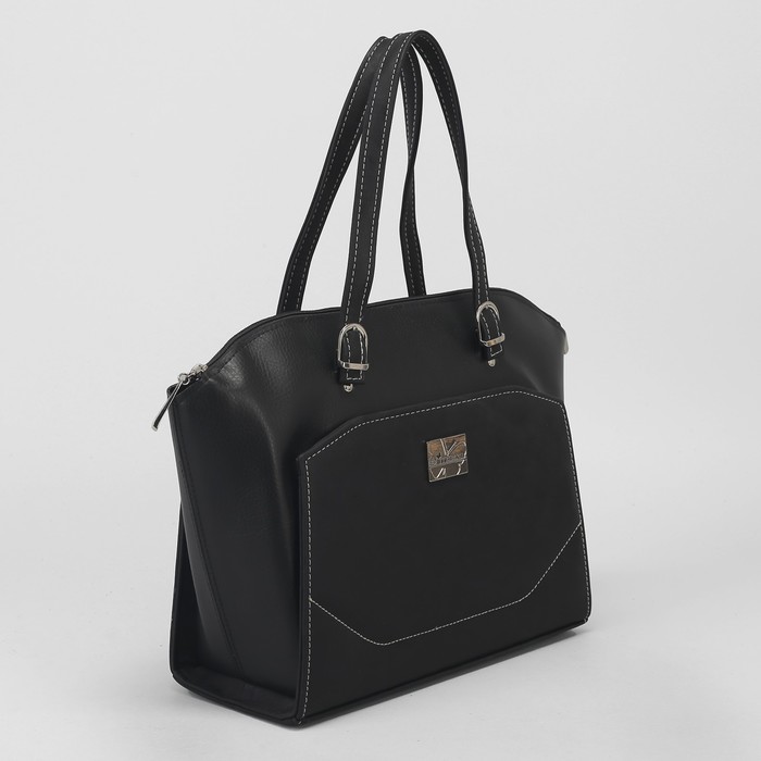 Сумка женская, замша, отдел на молнии, наружный карман, длинный ремень, цвет чёрный