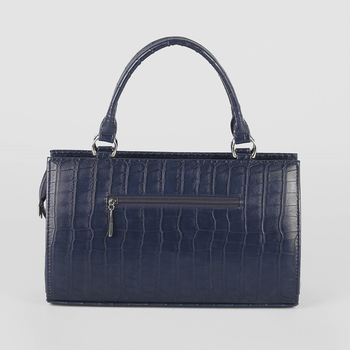 Сумка женская, отдел на молнии, наружный карман, длинный ремень, рептилия, цвет тёмно-синий