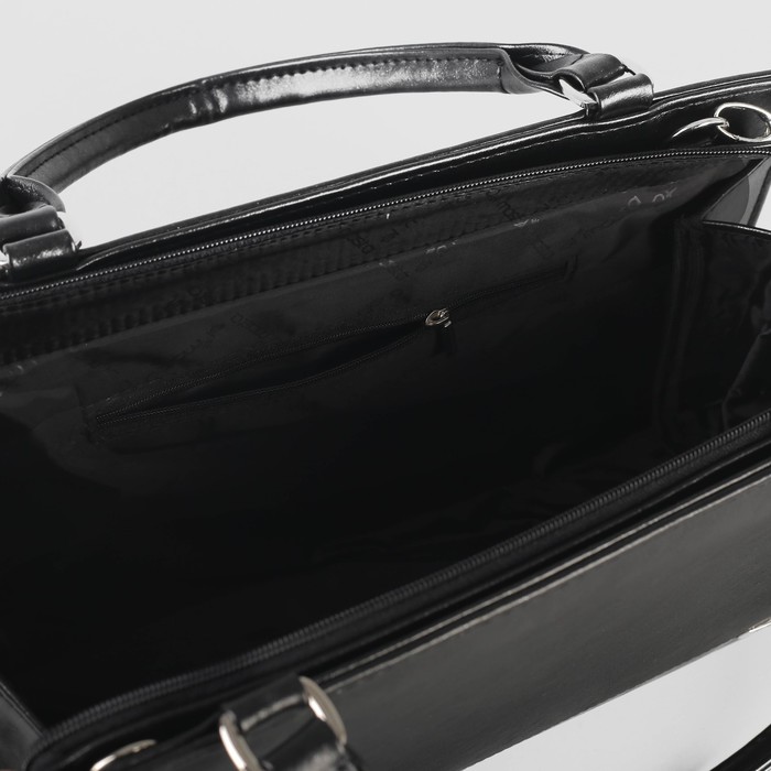 Сумка женская, отдел на молнии, наружный карман, длинный ремень, брума чёрный