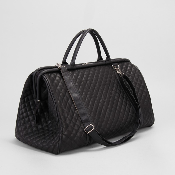 Сумка дорожная, 1 отдел на молнии, наружный карман, стёжка, матовый чёрный