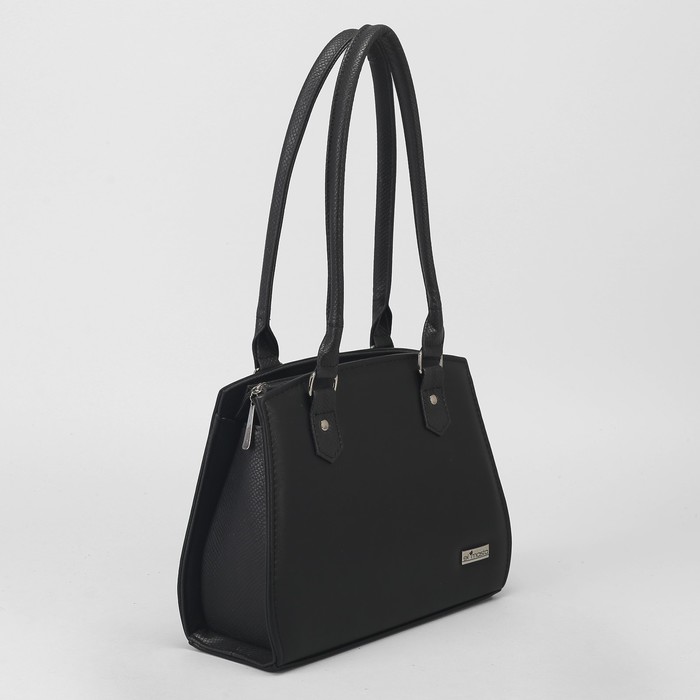 Сумка женская, отдел на молнии, наружный карман, цвет серый/чёрный