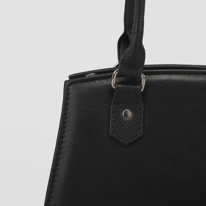 Сумка женская, отдел на молнии, наружный карман, цвет серый/чёрный