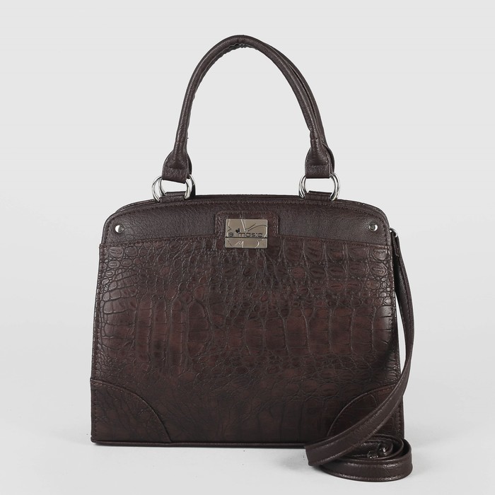 Сумка женская, отдел на молнии, наружный карман, длинный ремень, цвет тёмно-коричневый