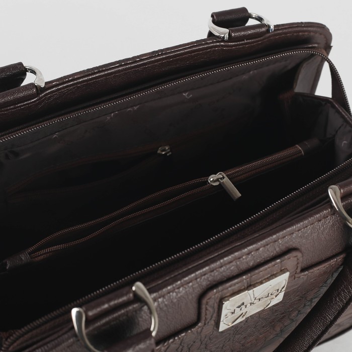 Сумка женская, отдел на молнии, наружный карман, длинный ремень, цвет тёмно-коричневый