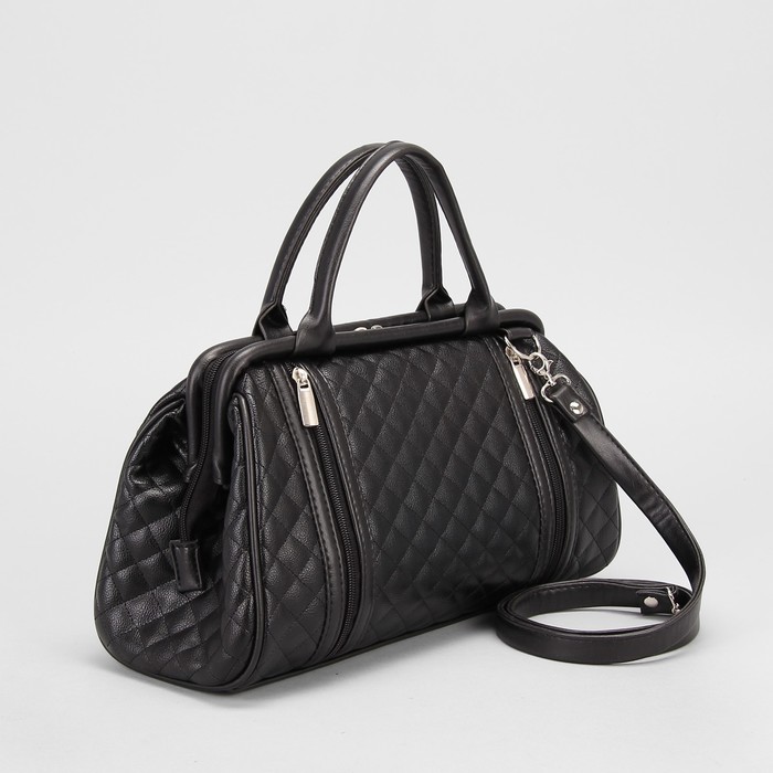 Сумка дорожная, 1 отдел на молнии, наружный карман, стёжка, матовый чёрный