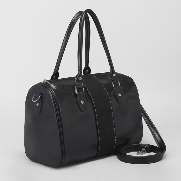 Сумка женская, замша, отдел на молнии, наружный карман, длинный ремень, цвет чёрный