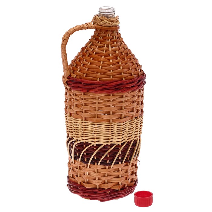 Бутылка 2 л «Винная. Виноград», оплетка прутьями лозы