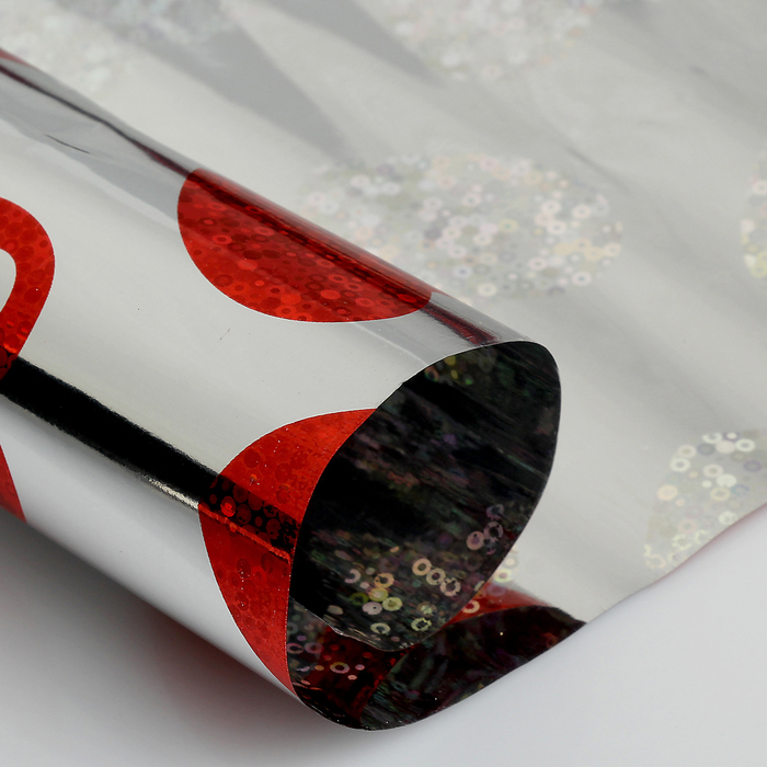 Пленка голографическая «Сердца», красная 0,7 х 7 м, 200 г