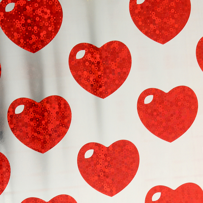 Пленка голографическая «Сердца», красная 0,7 х 7 м, 200 г
