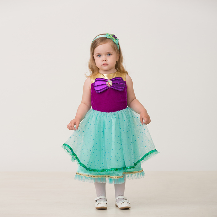 Карнавальный костюм "Принцесса Ариэль", текстиль, платье, повязка, р.26, рост 92 см