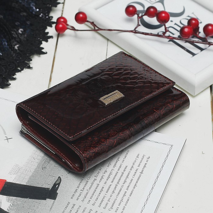 Кошелёк женский, 2 отдела, для карт, для монет, цвет кофе