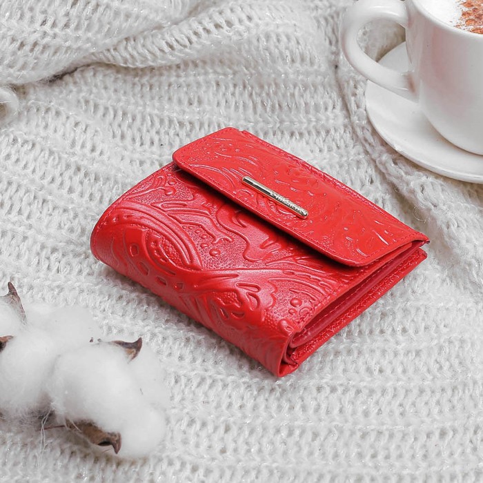 Кошелек жен 03-02-04, 10,2*3*9,5см, 2 отд, д/кред, д/монет, карман д/sim карты, красный