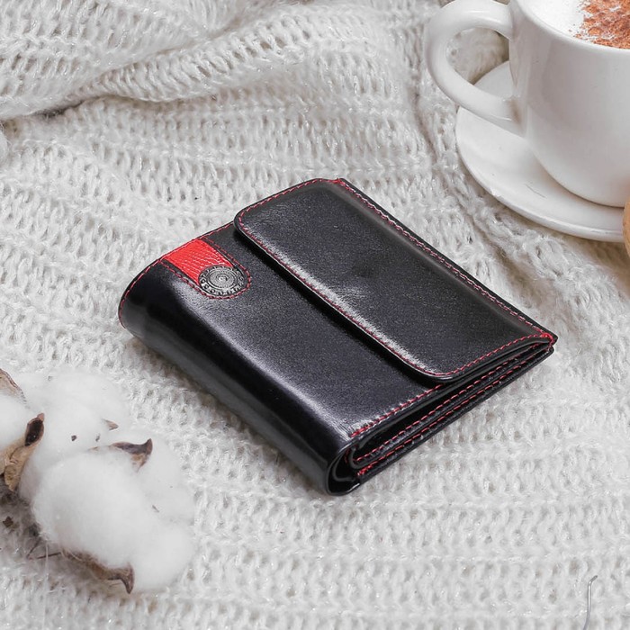 Кошелёк женский, 2 отдела, для карт, для монет, карман д/sim карты, цвет чёрный