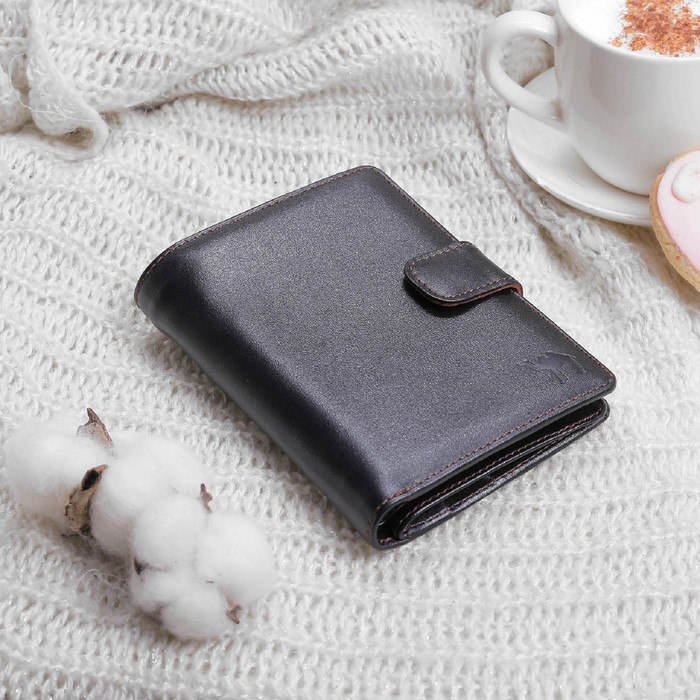 Портмоне3 в 1, 2 отдела, для карт, для монет, отдел для автодокументов+паспорта, для sim-карт, цвет чёрный