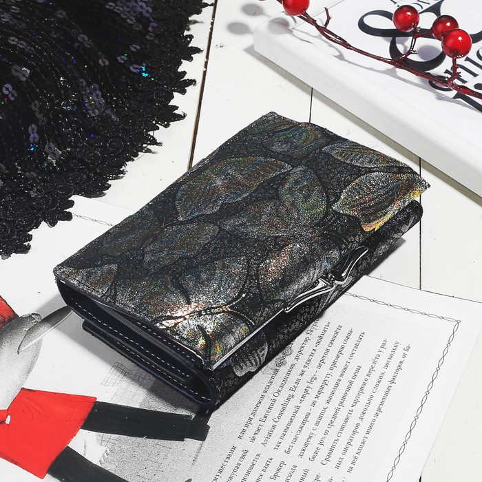 Кошелёк женский, 2 отдела, для карт, для монет, цвет зелёный