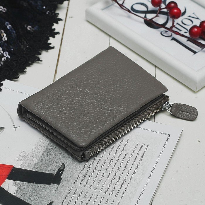 Кошелёк женский, отдел, для карт, для монет, цвет серый