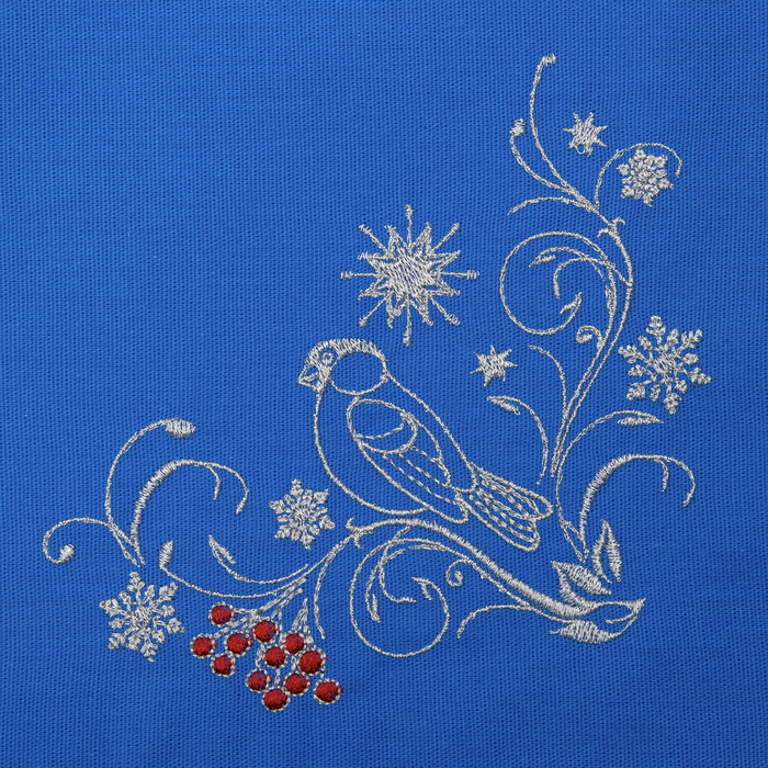 Набор салфеток "Этель" Снегири, 40х40 цвет синий, 2 шт, с ВМГО хл, 200 гр/м²