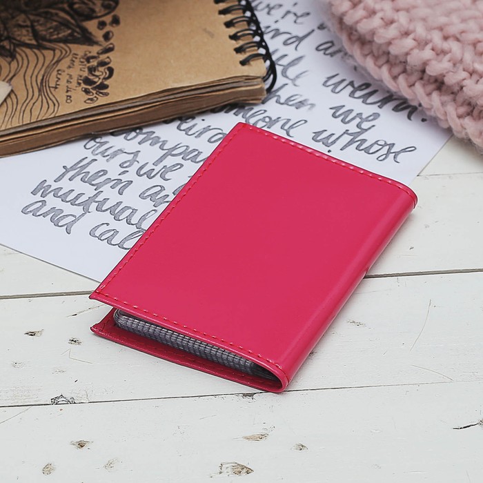 Визитница вертикальная, 18 листов, цвет розовый