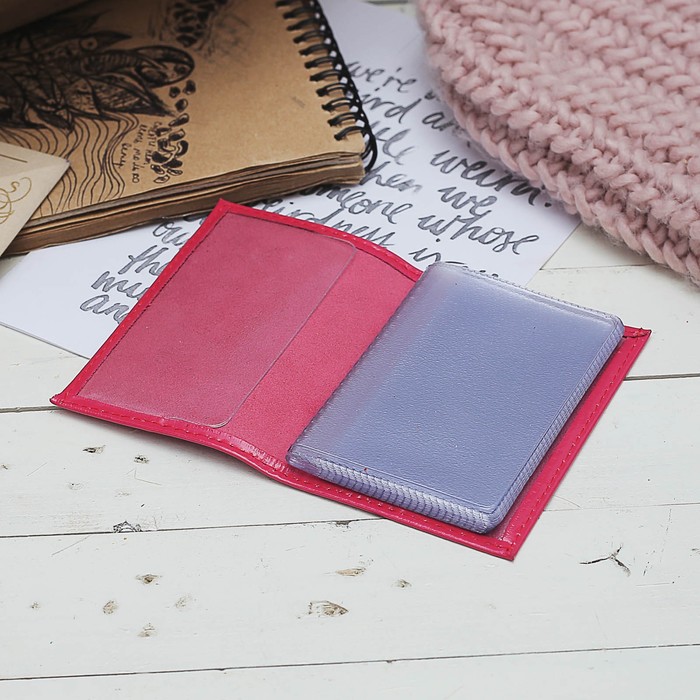 Визитница вертикальная, 18 листов, цвет розовый