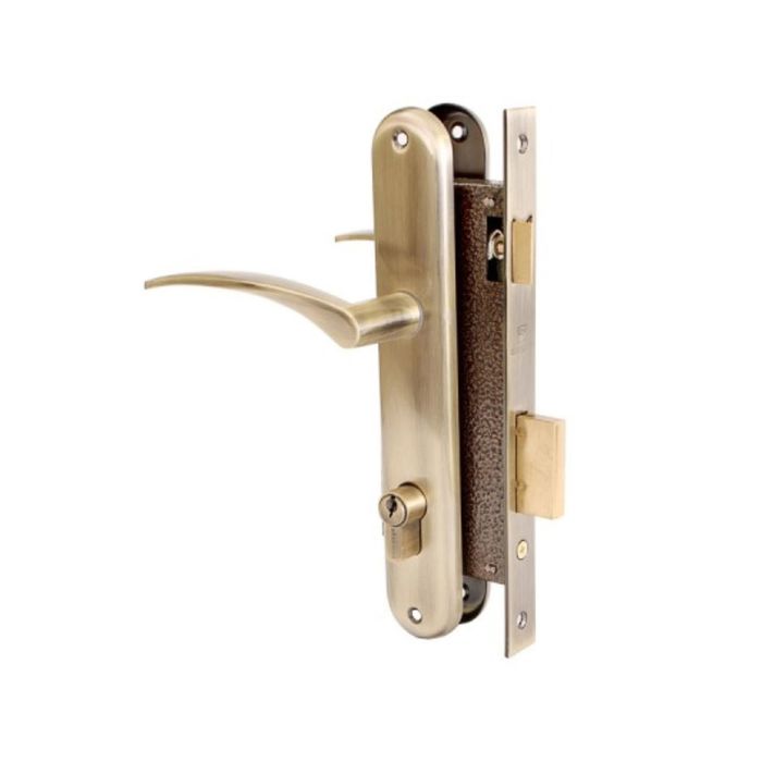 Замок врезной &quot;АЛЛЮР&quot; 0211 AB, с ручкой, цвет старая бронза