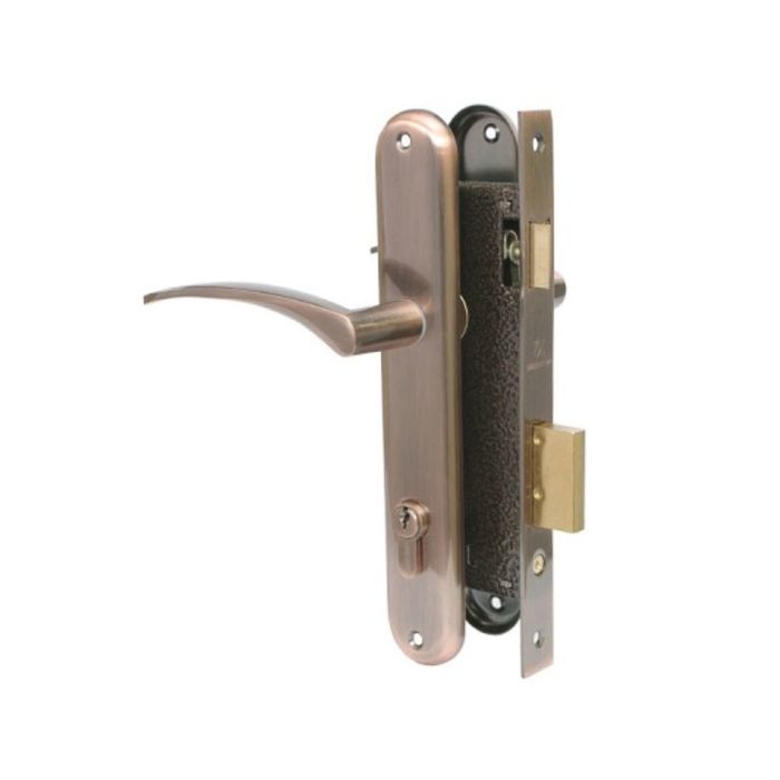 Замок врезной &quot;АЛЛЮР&quot; 0211 AC, с ручкой, цвет старая медь