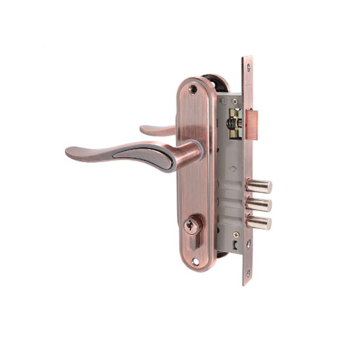 Замок врезной &quot;АЛЛЮР&quot; 102/3 AС, с ручкой, 4 ключа, цвет старая медь