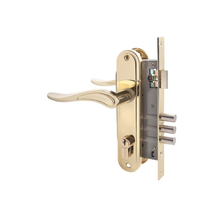 Замок врезной &quot;АЛЛЮР&quot; 102/3 GP, с ручкой, 4 ключа, цвет латунь