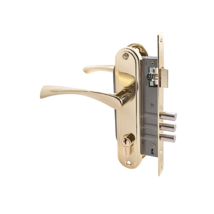 Замок врезной &quot;АЛЛЮР&quot; 103/3 GP, с ручкой, 4 ключа, цвет латунь