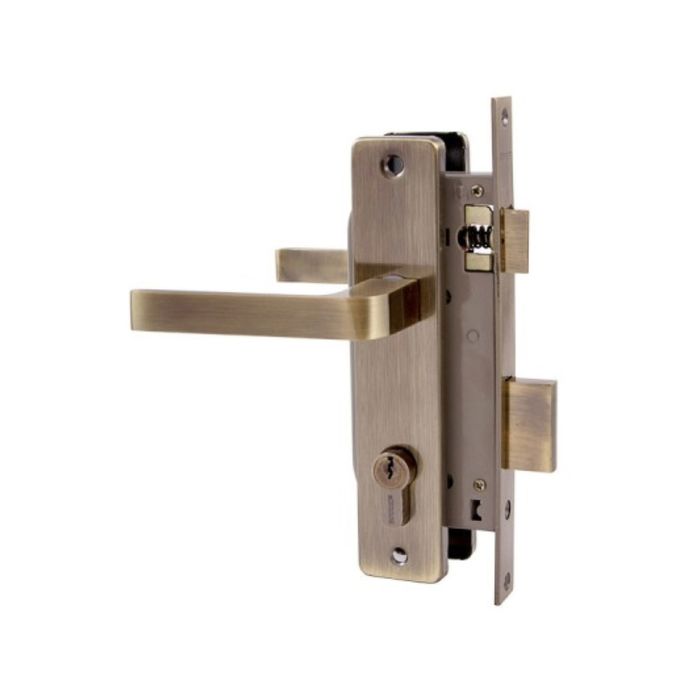 Замок врезной &quot;АЛЛЮР&quot; 126/1 AB, с ручкой, 4 ключа, цвет старая бронза