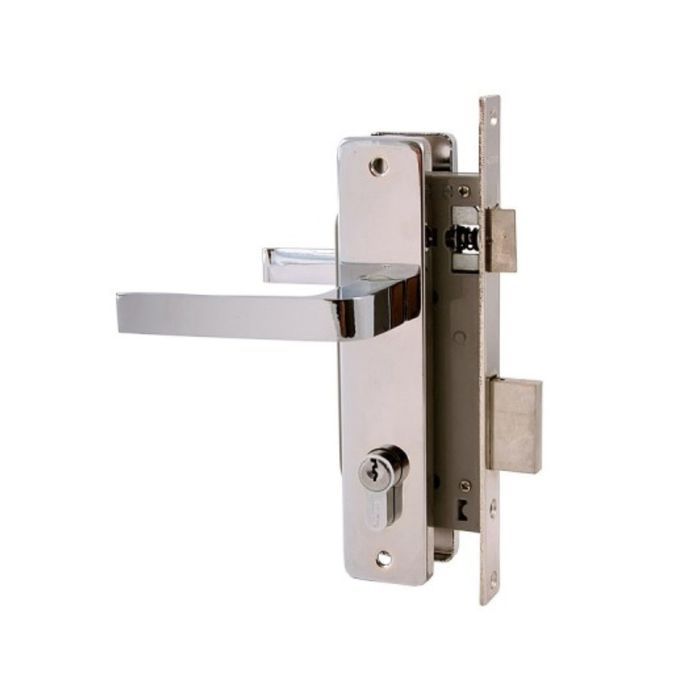 Замок врезной &quot;АЛЛЮР&quot; 126/1 CP, с ручкой, 4 ключа, цвет хром