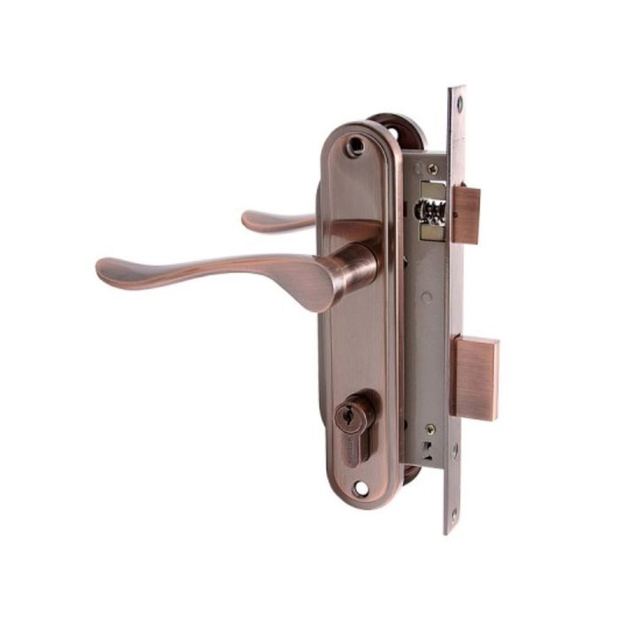 Замок врезной &quot;АЛЛЮР&quot; 127/1 AС, с ручкой, 4 ключа, цвет старая медь