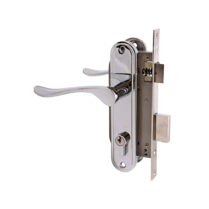 Замок врезной &quot;АЛЛЮР&quot; 127/1 CP, с ручкой, 4 ключа, цвет хром