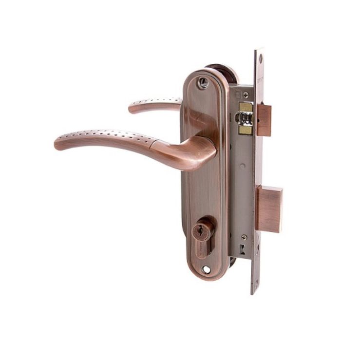 Замок врезной &quot;АЛЛЮР&quot; 132/1 AС, с ручкой, 4 ключа, цвет старая медь