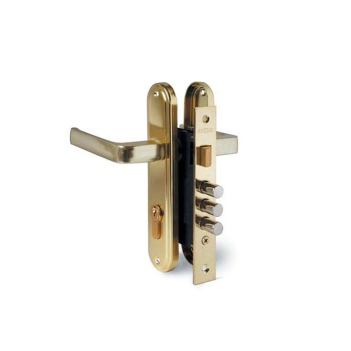Замок врезной Apecs 1026/60-G, с ручкой, цвет золото