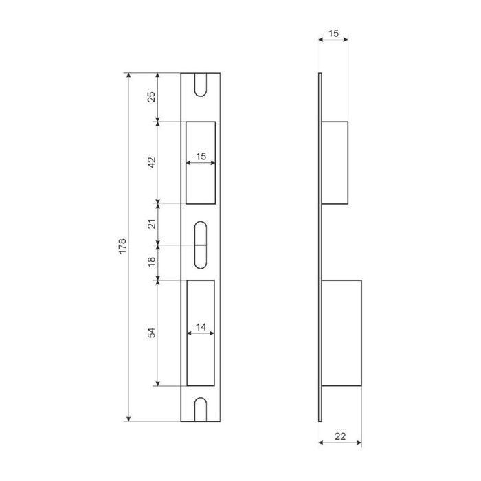 Замок врезной Apecs 1330/60-АС, с ручкой, цвет медь