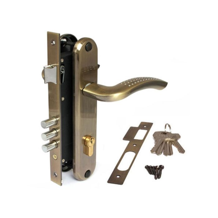 Замок врезной Apecs 2227/60-AB, с ручкой, цвет бронза