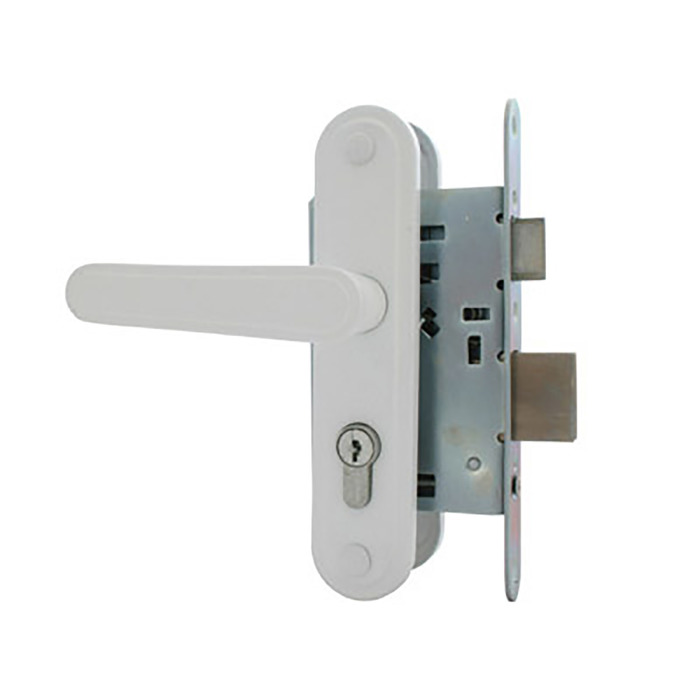 Замок врезной Димитровград "Зенит" ЗВ4-3.03Р, м/о 55 мм, 3 ригеля, с/руч, белый