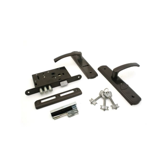 Замок врезной "Могилев" ЗВ 9-4-1-15, с ручкой, коричневый