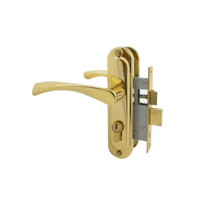 Замок врезной "СТАНДАРТ" Россия 103/50 GP, с ручкой, цвет латунь